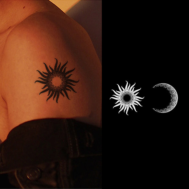 The sun and the moon shine together Semi Permanent Tattoo