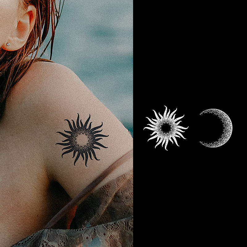 The sun and the moon shine together Semi Permanent Tattoo