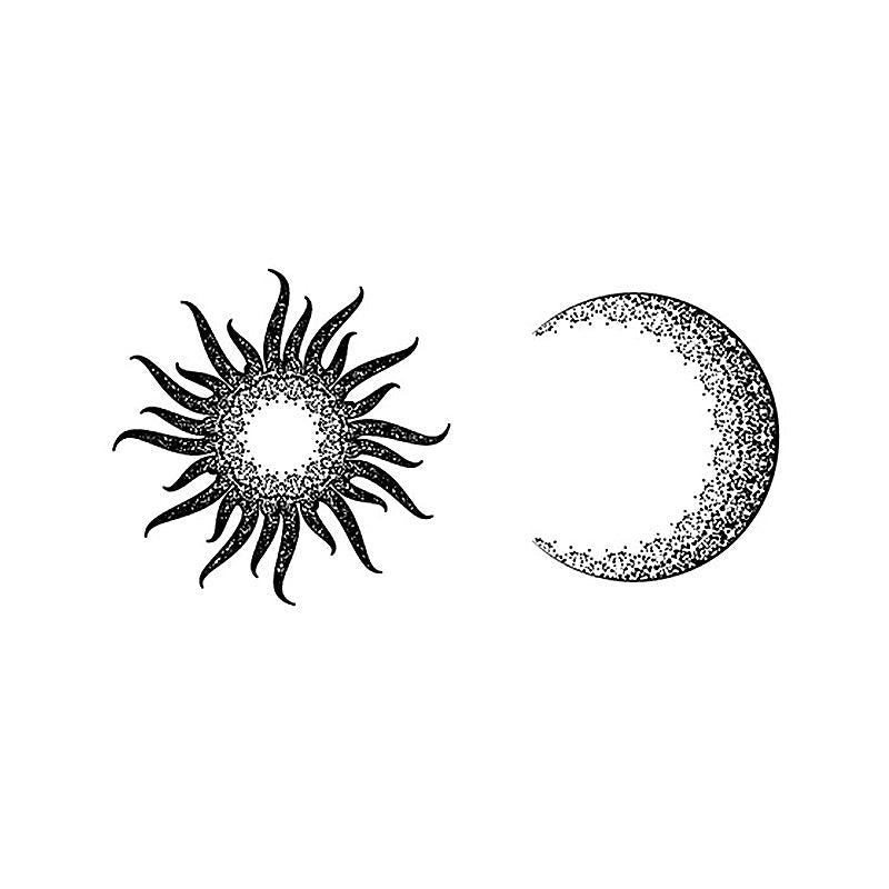 The sun and the moon shine together Semi Permanent Tattoo