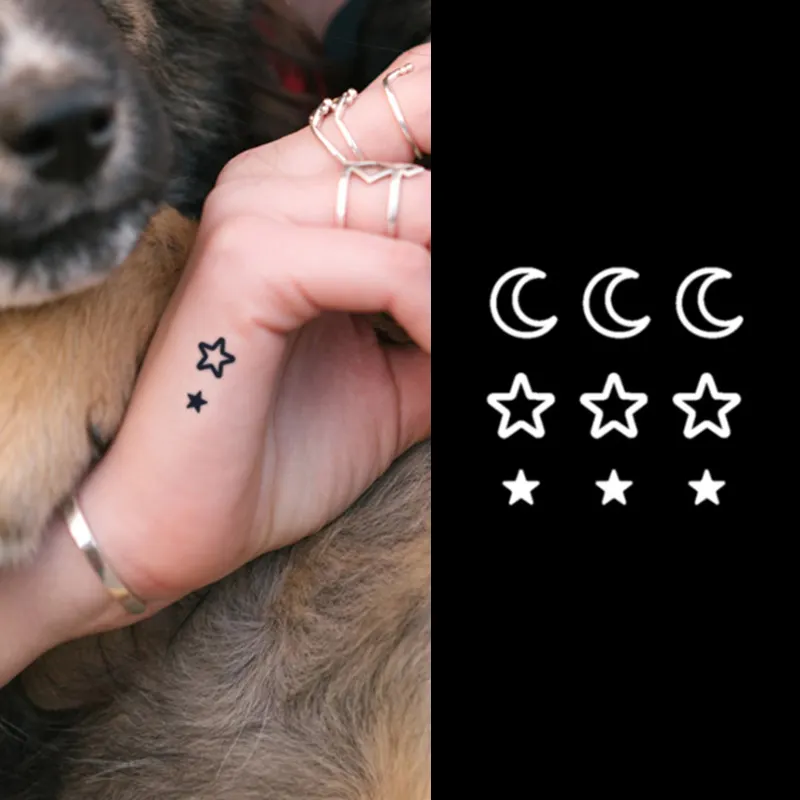 moon and the little stars Semi Permanent Tattoo